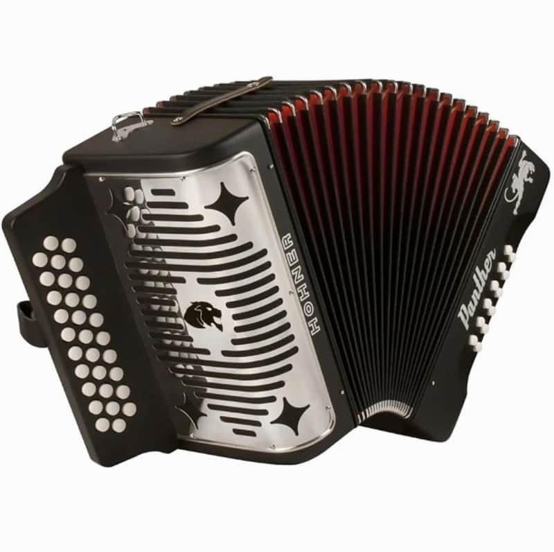 Hohner Panther 31-Key Diatonic Button Accordion Keys of G C F - Black Laquer Finish image 1