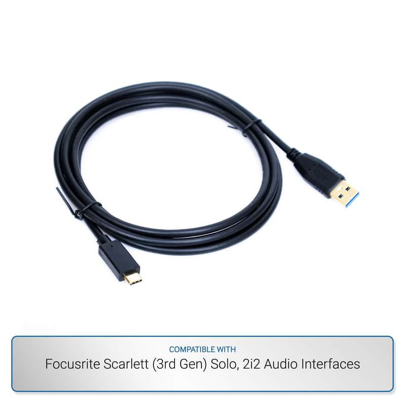 6ft USB-C to USB-A Cable compatible with Focusrite Scarlett (3rd Gen) Solo, 2i2 image 1