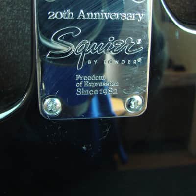 2002 Squier by Fender 20th Anniversary Affinity Strat Black Electric Guitar image 8