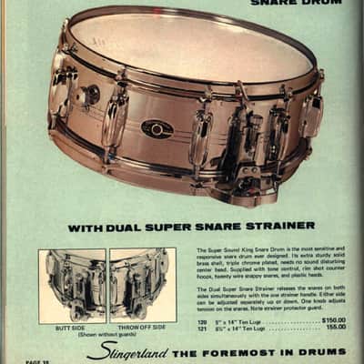 *Slingerland 6.5x14"Super Sound King COB Snare Drum 10Lug #121 Vintage 70s Brass image 13