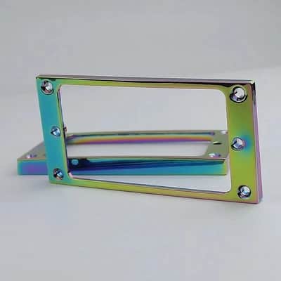 Rainbow Finish Metal Guitar Flat Humbucker Pickup Rings Frames image 3
