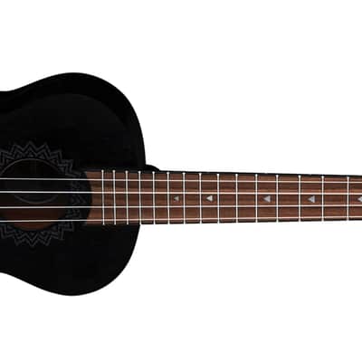 Luna Vintage Mahogany Tenor Ukulele, Black Satin image 6