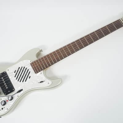 MarineRider MR-1 Metallic Silver Mosrite Ventures Copy Built-in Amp travel guitar Made in JAPAN image 2