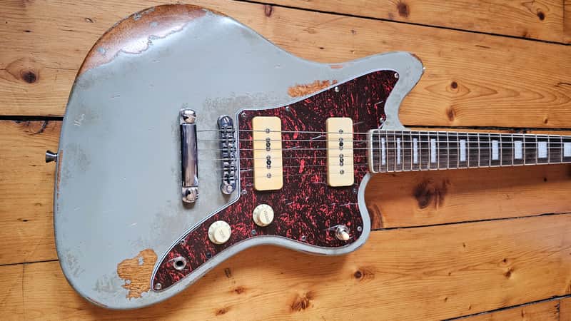 Custom Jazzmaster grey guitar relic with P90 pickups 2025 - Grey relic image 1