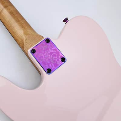 Stainless Steel Engraved Electric Guitar Neck Plate 4-Bolt Square Neck Joint Plate Joint Reinforce Board for Strat ST Telecaster Tele Bass Electric Guitar Parts Replacement (Purple) image 5