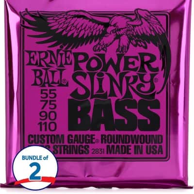 Ernie Ball 2831 Power Slinky Nickel Wound Electric Bass Guitar Strings 2-Pack - .055-.110 image 2