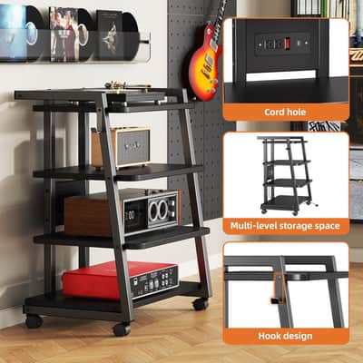 Mobile Studio Stand with Outlets and 4 Rolling Caster Wheels image 2