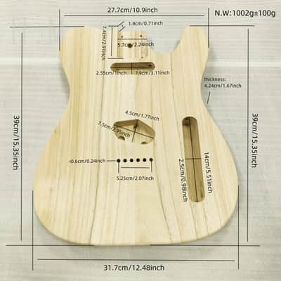 Unfinished Paulownia Wood Guitar Tele Style Body, String Through Bridge image 15