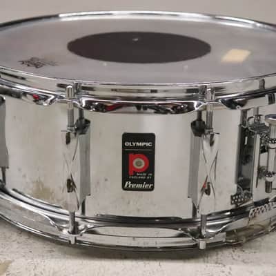 Premier 5.5x14" Ten Lug Chrome Over Steel Snare Drum Vintage 1970's image 1