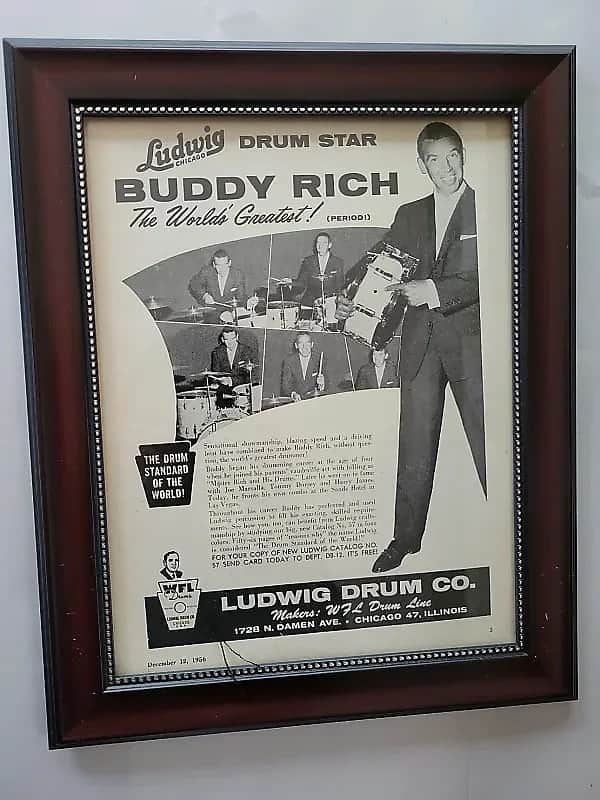 1956 Ludwig Drums Promotional Ad Framed Buddy Rich Original RARE image 1