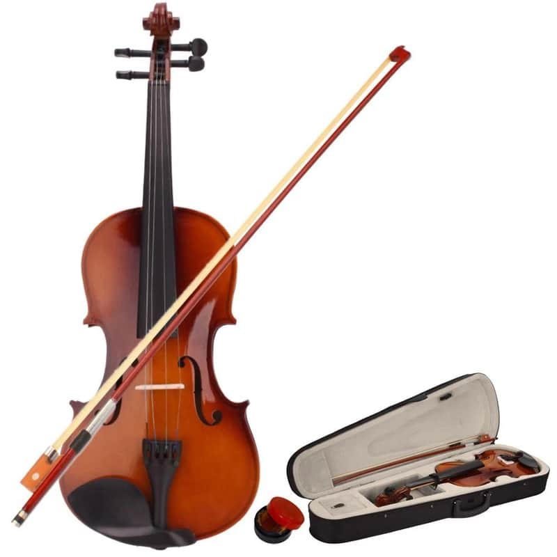 New 4/4 Adult Acoustic Right Handed Violin School Band With Case Bridge Bow image 1
