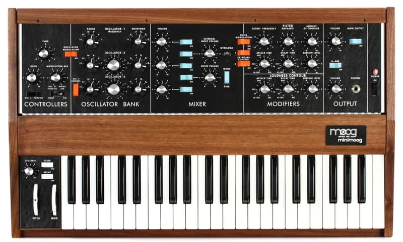 (Rare) 2018 LIMITED Moog Minimoog Model D WALNUT Reissue 44-Key Monophonic Synthesizer (2018) - Walnut / Wood image 1