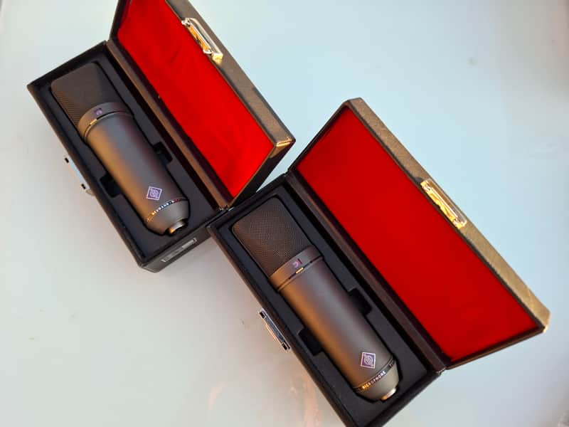Neumann U 87 Stereo Pair Large Diaphragm Multipattern Condenser Microphone 1967 - 1985 - Matte Black image 1