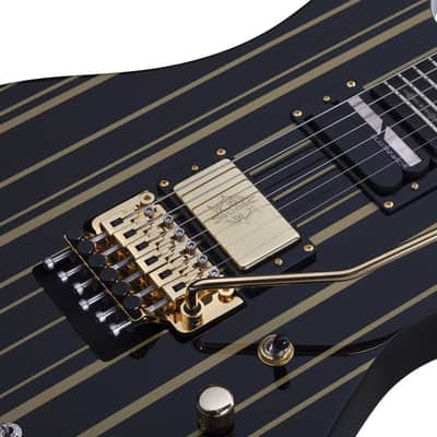Schecter Synyster Custom-S Electric Guitar - Gloss Black with Gold Pinstripes (1742) image 6