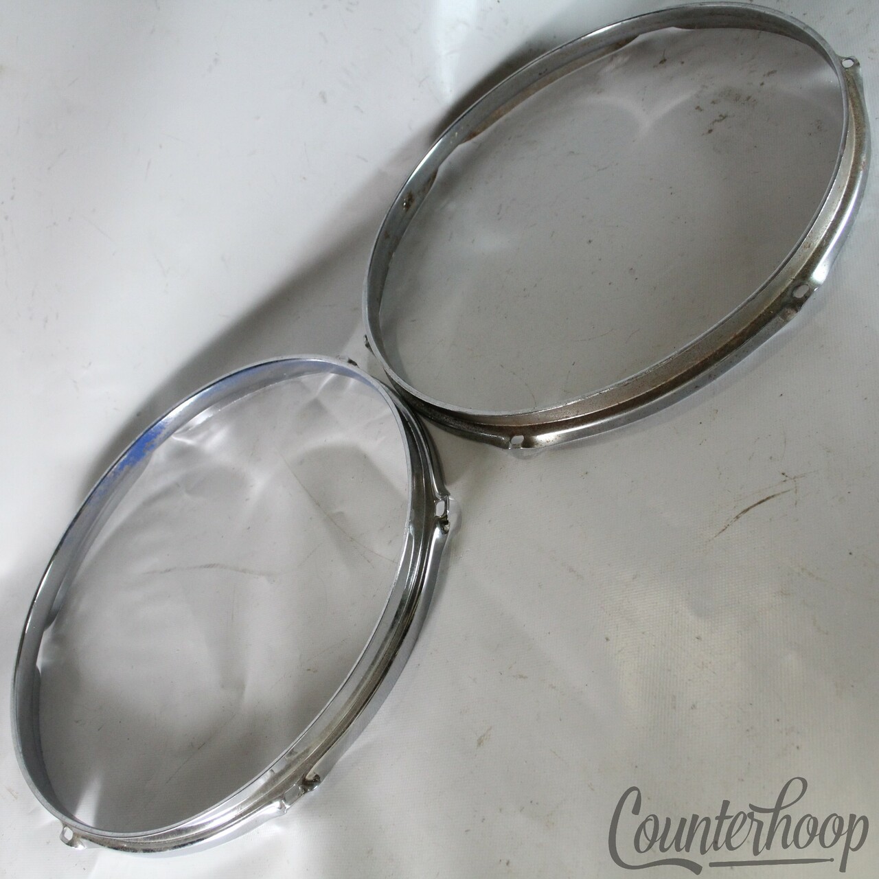 Ludwig 2x 13"Tom Drum Rims/Hoops 6-Hole Triple-Flange Chrome Classic Vintage 60s — main photograph