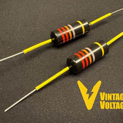 Bumblebee Oil Filled Tone Capacitor Set .022uf Correct Vintage Spec by Centralab Gibson Custom Shop with Yellow Spaghetti Tube