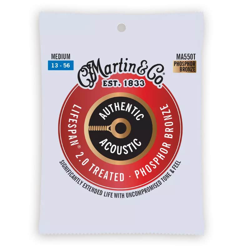 New Martin MA550T Authentic Acoustic Lifespan 2.0 Guitar String Lot Phosphor Bronze - Medium 13-56 ( 6 Sets) image 1