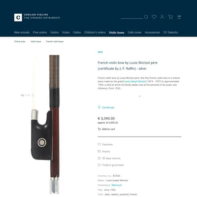 French violin bow by Louis Joseph Morizot père, circa 1950 (certificate by J. F. Raffin) image 5