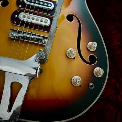 c.1960s Kawai Martin GT-75 Style Hollow Body Guitar 3PU MIJ Vintage “Sunburst” image 6