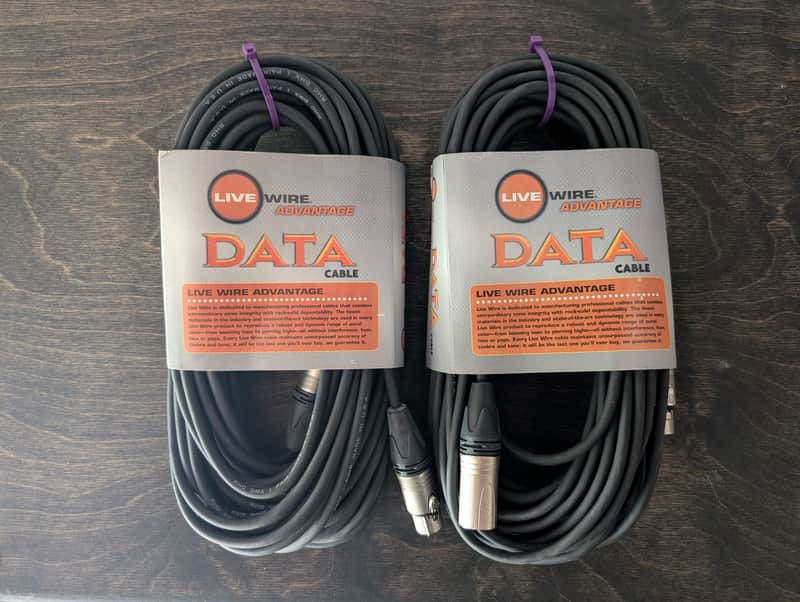 2x Live Wire DMX350-LW Advantage 3-Pin DMX Lighting Cable - 50' 2010s - Black image 1