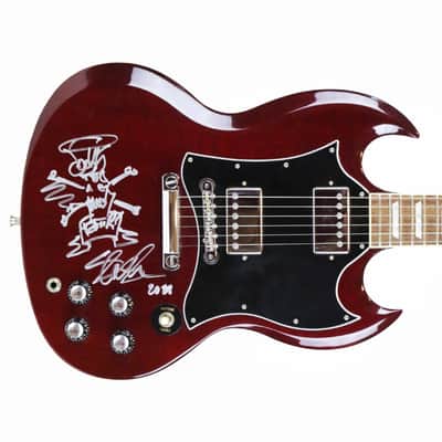 1999 Gibson SG Standard Vintage Reissue Cherry Red Electric Guitar Guns N’ Roses Signed by Slash Signature with Caricature Drawing & Brown TKL Hard Case image 1