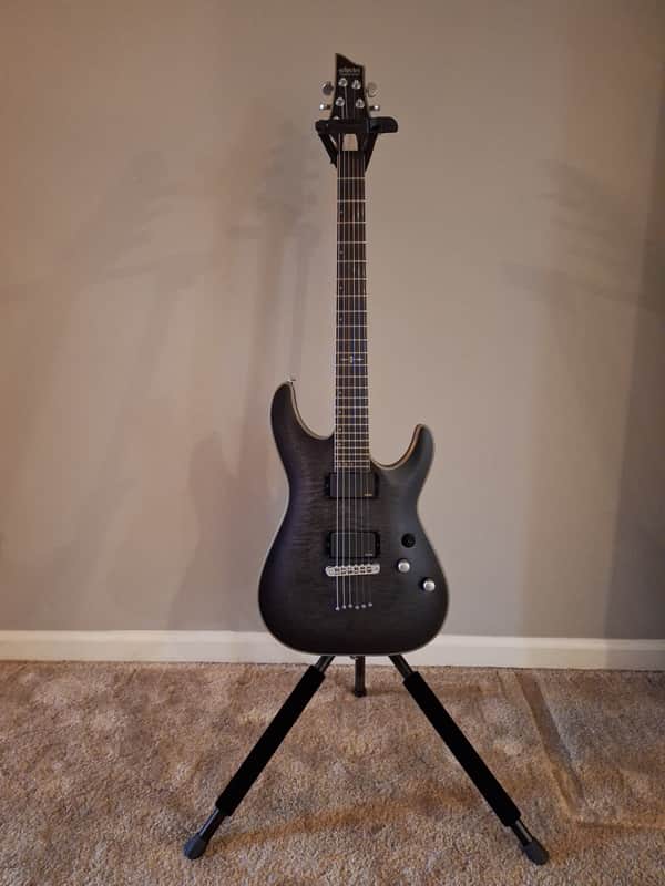Schecter C-1 Platinum 2024 - Satin Black with GS-100+ Guitar Stand image 1