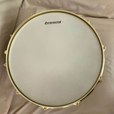Ludwig LW0414CP Carl Palmer "Venus" Signature 3.7x14" Brass Piccolo Snare Drum 2010s - Green Lacquer over Brass image 3