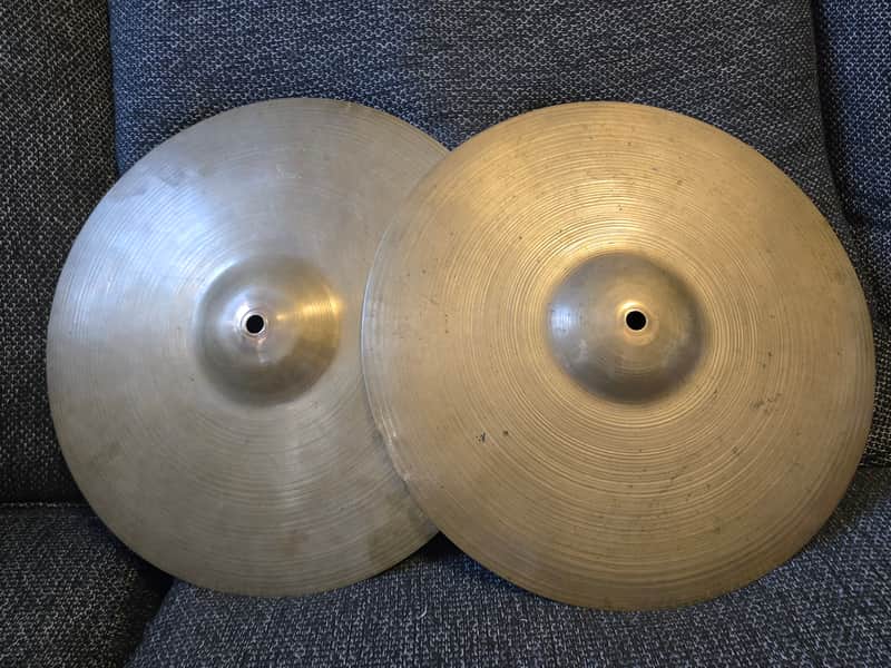 Zildjian 13" A. Zildjian Transition Stamp Hi-Hat Cymbals (Pair) 1946 - 1953 - Traditional image 1