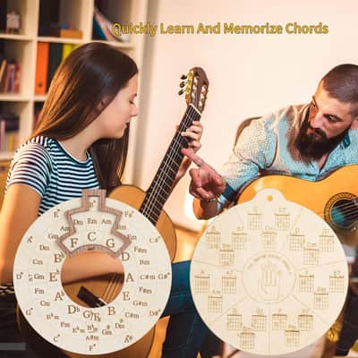 Wooden Melody Tool, Round Circle of Fifths Wheel Melody Tool with Guitar Chord Wheel, 6.3 inches Large Size Music Theory Learning Tool for Musicians, Songwriters, Beginners image 3