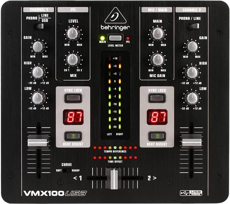 Behringer - VMX100USB - 2 Ch DJ Mixer with USB / Audio Interface - Black image 1