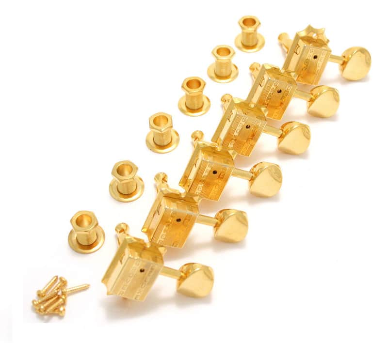 136G6 Grover Gold Vintage Deluxe 6 Inline Guitar Tuners Machine Heads image 1