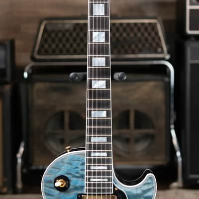 Gibson Custom Shop Les Paul Custom 5A Quilt Top Electric Guitar - Ocean Blue with Hardshell Case image 4
