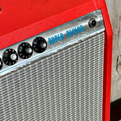 Rare 1974 Fender Super Reverb 2-Channel 40-Watt 4x10" Guitar Combo  Silverface, Red Tolex , Very Cool ! image 4