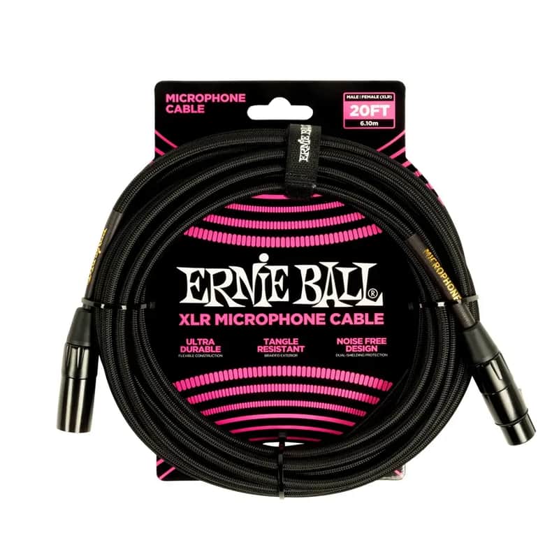 CAVO XLR F -XLR M ERNIE BALL 6392 Cavo Microfonico Braided Nero (6 Mt) image 1