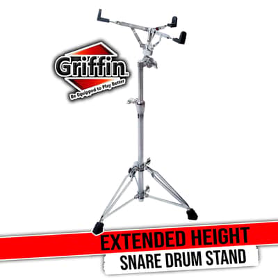 GRIFFIN Stand-Up Snare Drum Stand (Extended XHeight Edition) – Tall Adjustable Chrome Hardware for Practice Pads, Drum Kits & Concert Use image 1