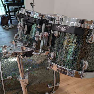 Tama Starclassic Maple 4 Piece Drum Set 1990s - RARE Blue Green Sparkle image 3