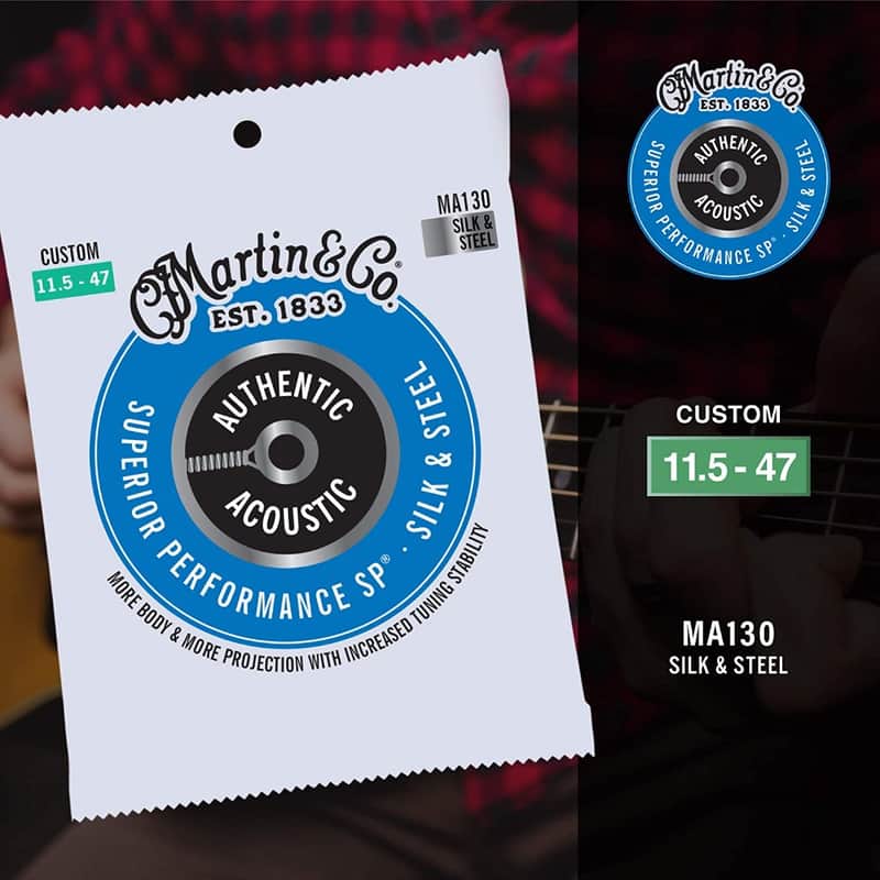 Martin MA130 Silk & Steel Authentic Acoustic Guitar Strings Custom Light 11.5-47 image 1