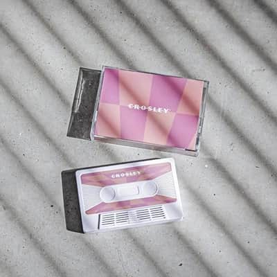 Crosley CR3045WH-CH Cassette Tape Wireless Bluetooth Speaker, Pink Checkered image 6