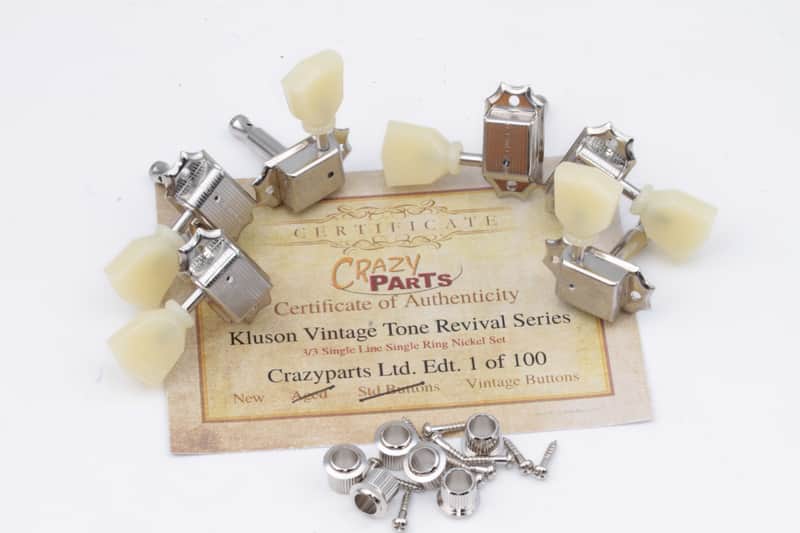 Kluson® 3/3by side Gibson style Nickel Ltd.Edt. VTR Tuners Single Line/Single Ring WD Vintage Buttons image 1