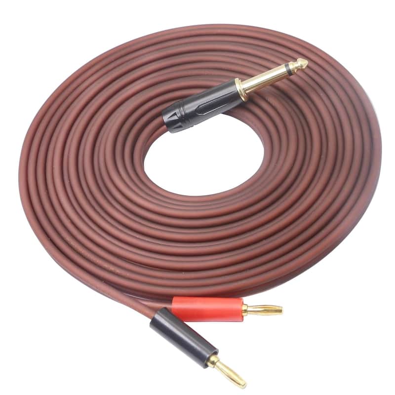 1/4 TS to Banana Plug,6.35mm TS Phono to Banana Plug Speaker Audio Cable,Gold-Plated 1/4 TS Male to Dual Banana Plugs OFC HiFi Speaker Wire image 1