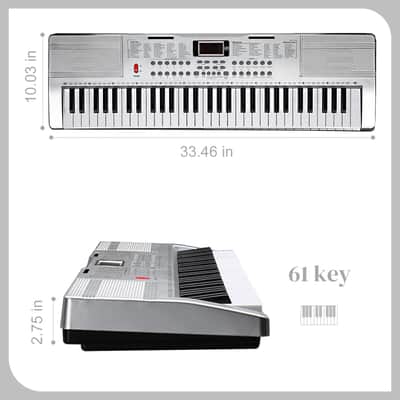 Portable 61Key Electronic Lighted Keyboard Piano LCD Screen Headphone Microphone image 2