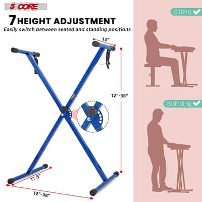 5 Core Keyboard Stand Piano Bench Combo Adjustable Key Board Stands 2" Padded Musician Chair Set image 2