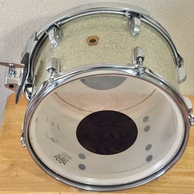 Vintage 1968 Ludwig 12" Tom Silver Sparkle white Interior for drum set kit 60s image 7