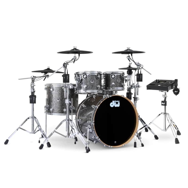 DW DWe 5pc Complete Electronic/Acoustic Drum Set w/Roland Cymbals & V51 Black Galaxy image 1