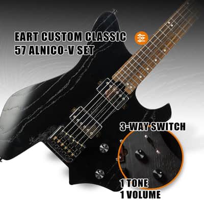 Eart GW2 Headless Electric Guitar, Right Handed, Roasted Ash+Poplar Burl Body, 24 Stainless Steel Frets image 3