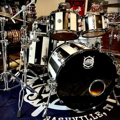 DrumPickers 5pc Vintage Professional Drum Kit in Van Halen Black & White Stripe Tribute image 10