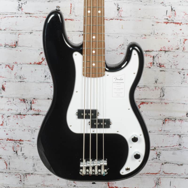 Fender Standard Precision Bass, Laurel Fingerboard, White Pickguard, Black image 1