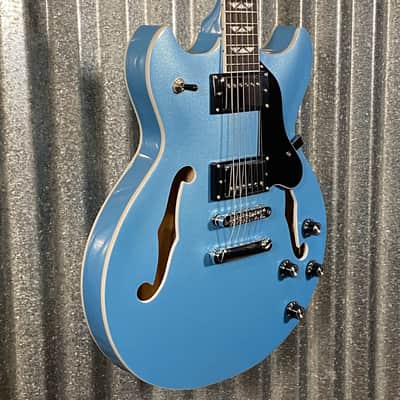 Westcreek Guitars 333 Semi Hollow Body Double Cutaway Blue #0027 Used image 4