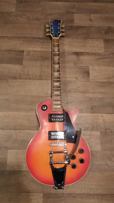 Harmony H-90 w/Bigsby-style Vibrato, Single Cut Late 70s Lawsuit Era Red Cherryburst image 1