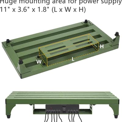 Super Light 3.3 lb Guitar Pedal Board 22" x 12.5" Aluminum Alloy Pedalboard with Power Supply Cradle (Green, APB-22GN) image 3